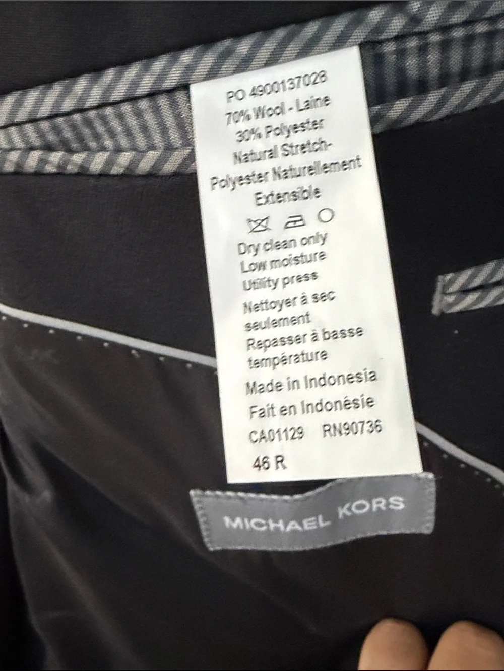 Michael Kors Men's Black Two-Button Suit Jacket 46R